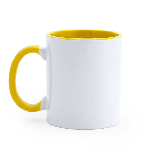 Mango - Taza especial para sublimación de cerámica de 350ml - Blanco/Amarillo