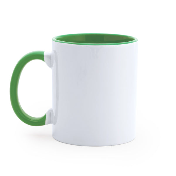 Mango - Taza especial para sublimación de cerámica de 350ml - Blanco/Verde Helecho