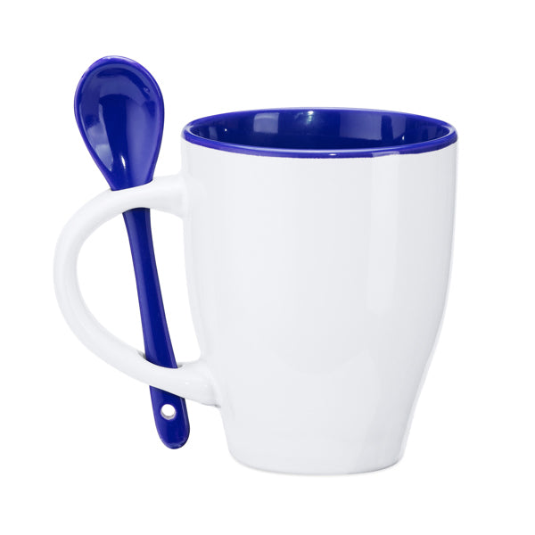 Akebia - Taza de cerámica con capacidad de 350 ml - Blanco/Royal