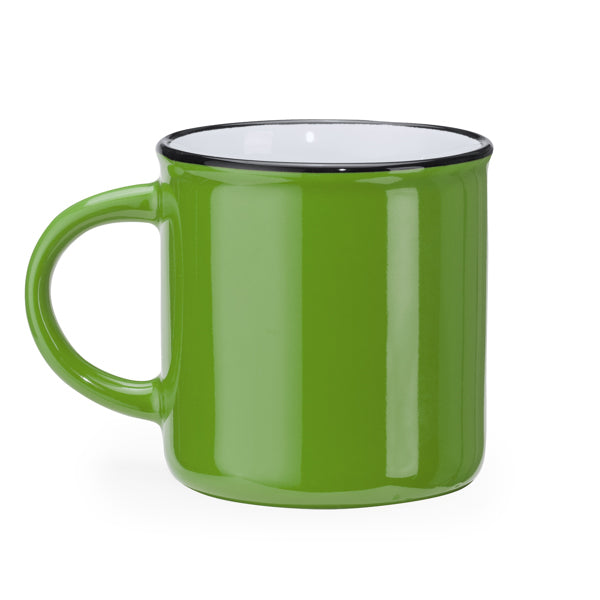 Jack - Taza de cerámica de estilo retro con asa redonda - Verde Oasis/Blanco