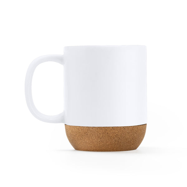 Rosella - Taza de cerámica diseñada en acabado mate y con base de corcho natural - Blanco