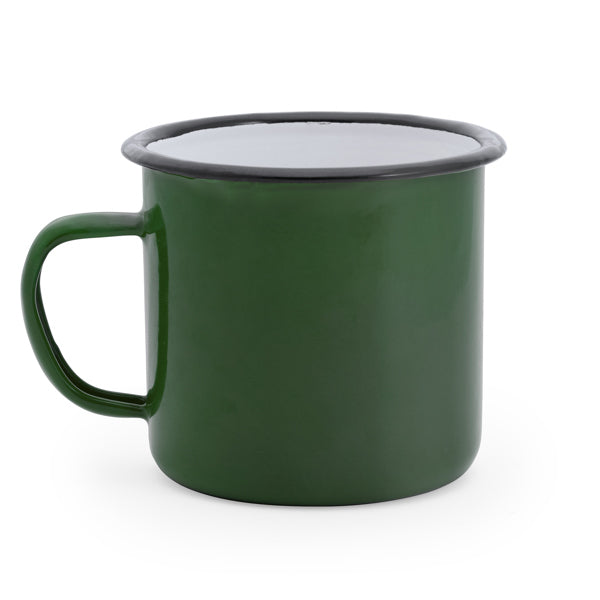Anon - Taza metálica con capacidad de 360ml - Verde Botella/Blanca