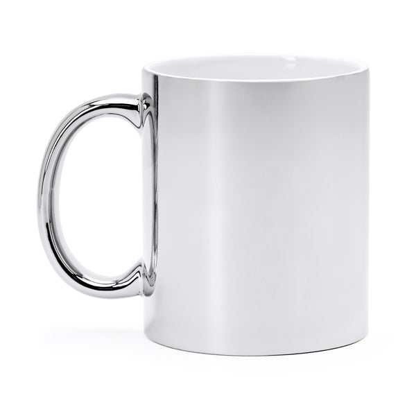 Zala - Taza de cerámica de 350 ml con diseño en acabado brillo - Plata