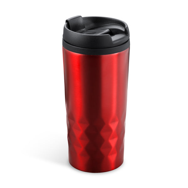 Salak - Vaso de acero inoxidable de 300 ml con tapa PP - Rojo