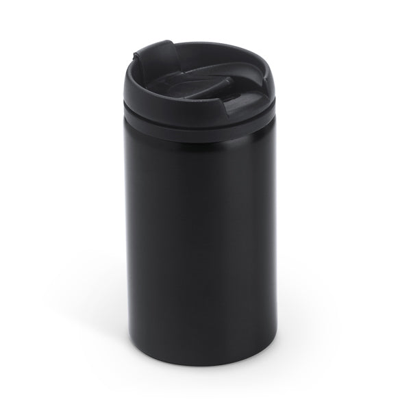 Milu - Vaso de acero inoxidable de 290 ml con tapa PP - Negro