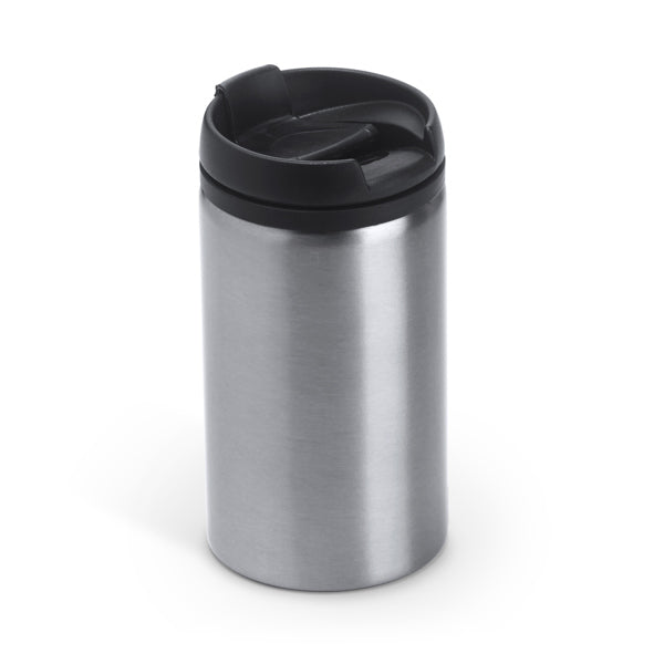 Milu - Vaso de acero inoxidable de 290 ml con tapa PP - Plata