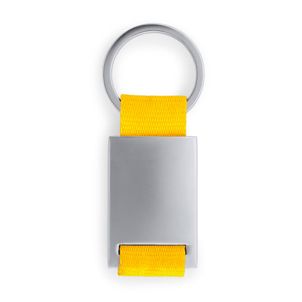 Mineral - Llavero metálico con tira de color en poliéster - Amarillo