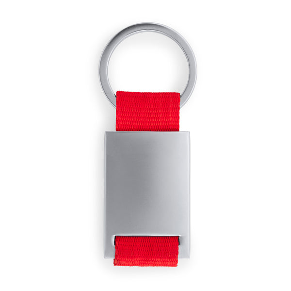Mineral - Llavero metálico con tira de color en poliéster - Rojo