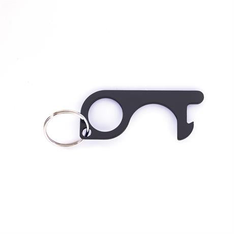 Ross - Llavero anti-contacto multiusos de aluminio, con anilla plateada - Negro