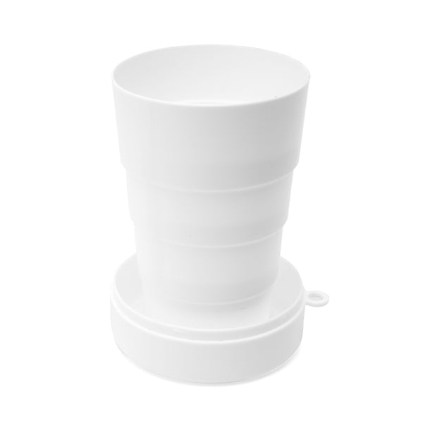 Gosto - Vaso plegable anti-bacterias con tapa y mosquetón plateado de transporte - Blanco