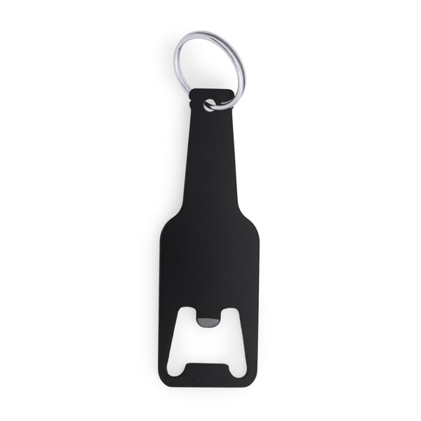 Stout - Llavero abridor de aluminio con forma de botella - Negro