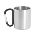 Guaya - Taza metálica de doble pared con asa mosquetón ideal para transportar - Negro