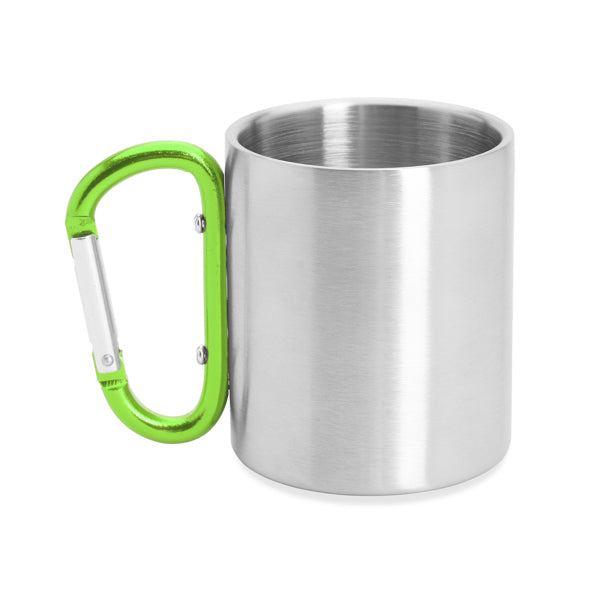 Guaya - Taza metálica de doble pared con asa mosquetón ideal para transportar - Verde Helecho