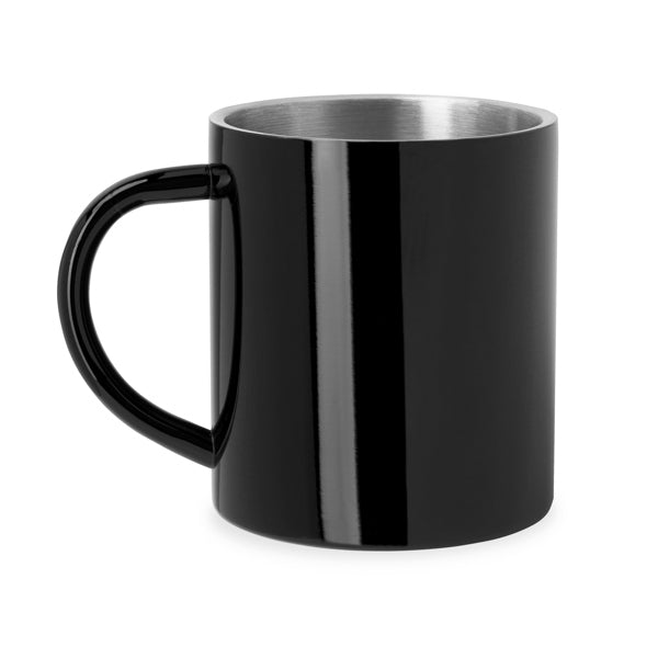 Kiwan - Taza metálica de doble pared con exterior a color - Negro