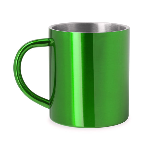 Kiwan - Taza metálica de doble pared con exterior a color - Verde Helecho