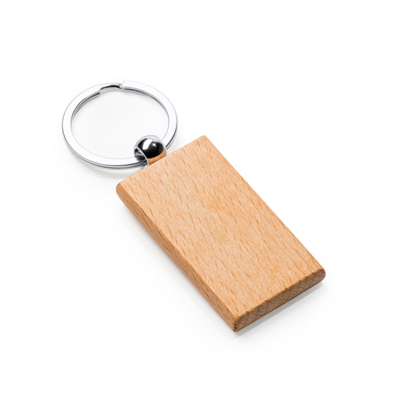 Sila - Llavero de madera natural en dos formatos con anilla metálica - Rectangular
