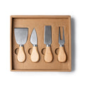 Edam - Set para quesos con 4 utensilios de acero inoxidable y mango de madera - Crudo