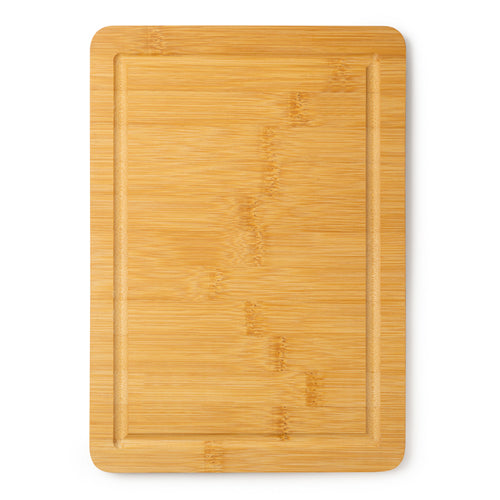 Angus - Tabla de cortar de bambú en forma rectangular con perfil recoge líquidos - Crudo
