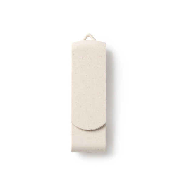 Kinox - Memoria USB con cuerpo y clip giratorio de fibra de trigo - Crudo