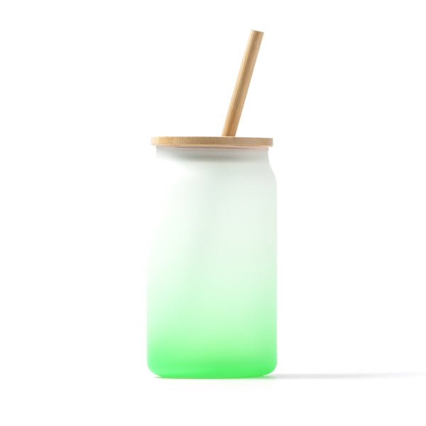 Dalby - Vaso de cristal borosilicato efecto hielo degradado a color - Verde Helecho