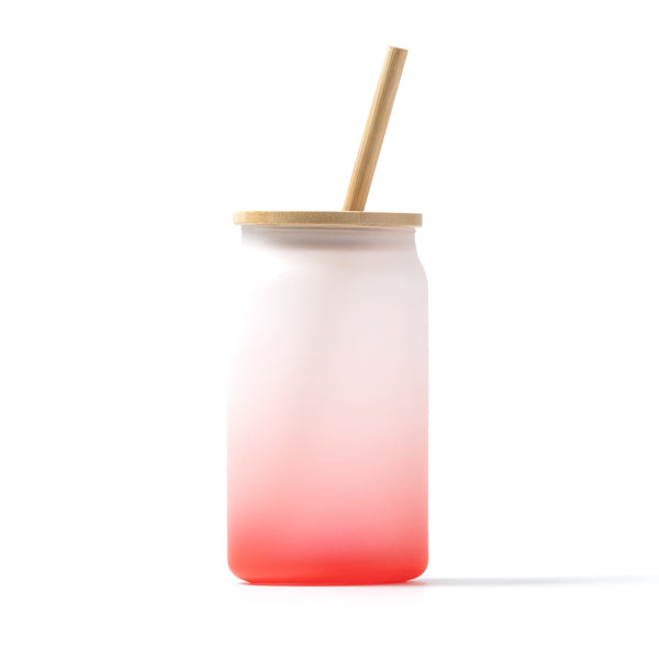 Dalby - Vaso de cristal borosilicato efecto hielo degradado a color - Rojo
