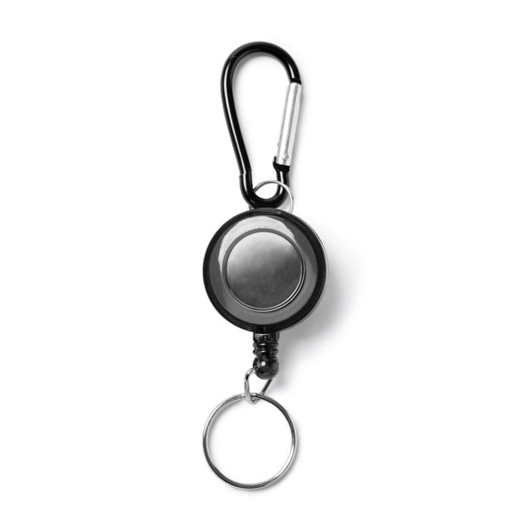 Doki - Llavero rollerclip con mosquetón y anilla retráctil extensible - Negro