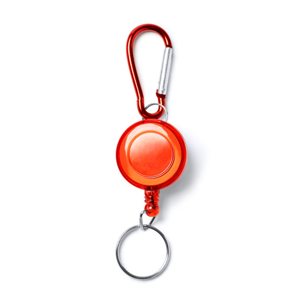 Doki - Llavero rollerclip con mosquetón y anilla retráctil extensible - Rojo