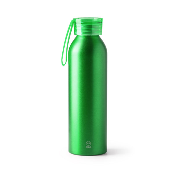 Lewik - Bidón de aluminio reciclado con tapón y cinta de transporte a juego - Verde Helecho