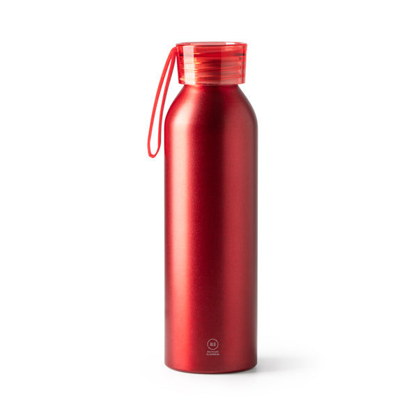 Lewik - Bidón de aluminio reciclado con tapón y cinta de transporte a juego - Rojo