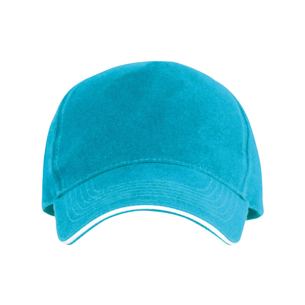 Eris - Gorra de 5 paneles 100% algodón, con sándwich a contraste - Turquesa