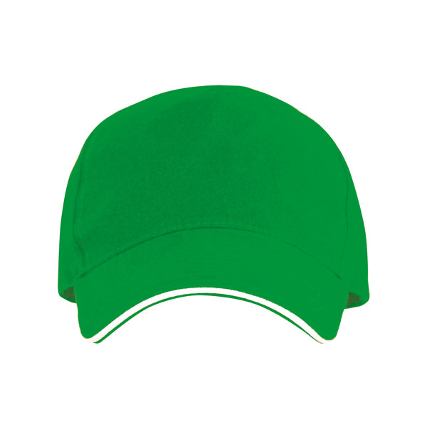 Eris - Gorra de 5 paneles 100% algodón, con sándwich a contraste - Verde Helecho