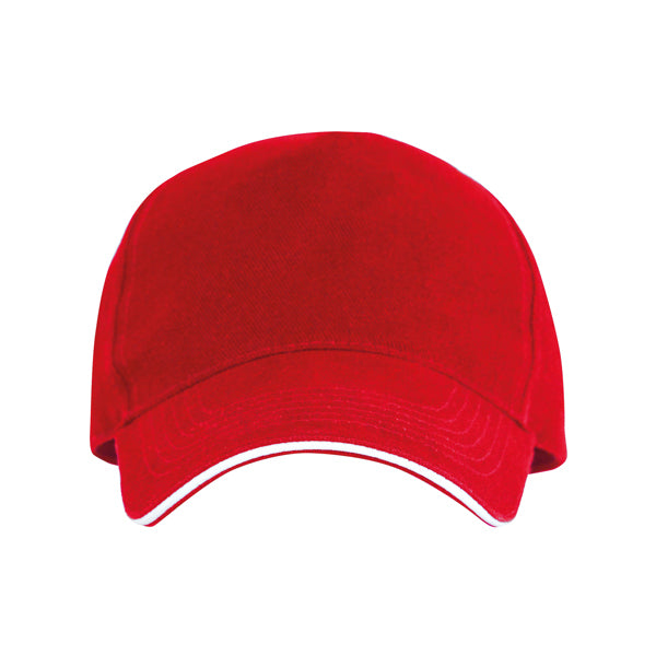 Eris - Gorra de 5 paneles 100% algodón, con sándwich a contraste - Rojo