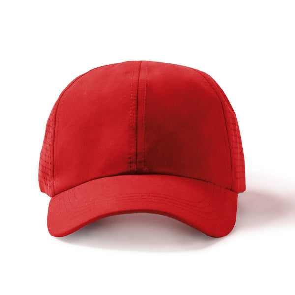 Karin - Gorra deportiva ventilada de 6 paneles 100% microfibra - Rojo