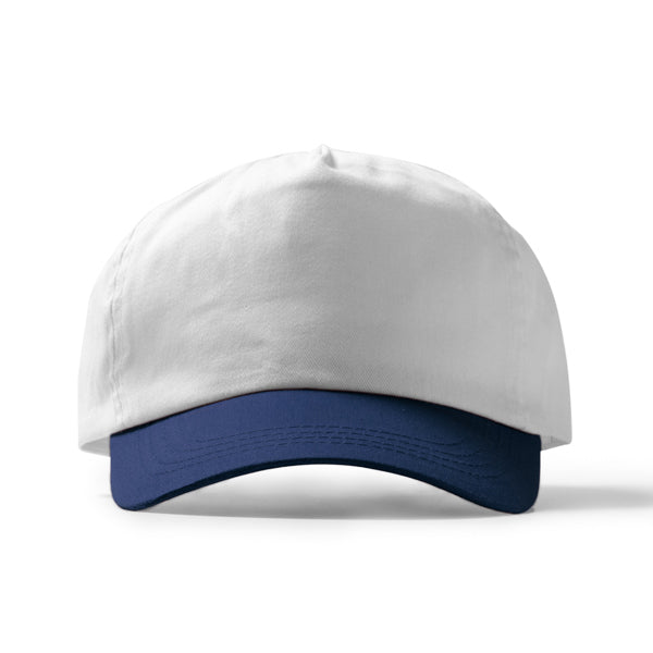Freya - Gorra de 5 paneles 100% algodón - Blanco/Marino