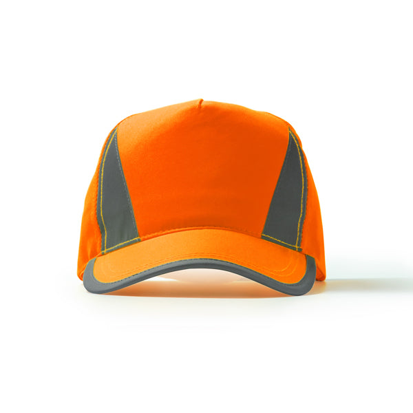 Balder - Gorra de 5 paneles 100% poliéster con detalles reflectantes - Naranja Fluor