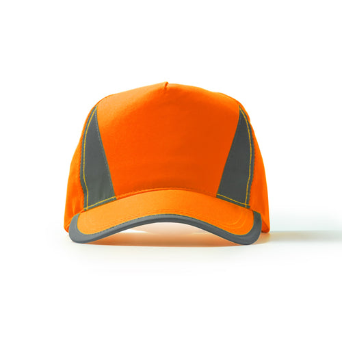 Balder - Gorra de 5 paneles 100% poliéster con detalles reflectantes - Naranja Fluor