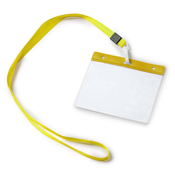 Pomel - Lanyard con mosquetón e identificador de PVC a juego - Amarillo