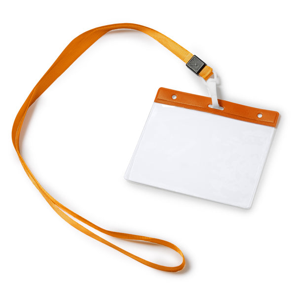 Pomel - Lanyard con mosquetón e identificador de PVC a juego - Naranja