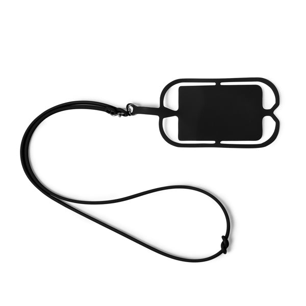Dalvik - Lanyard de silicona con soporte para móvil y tarjetas - Negro