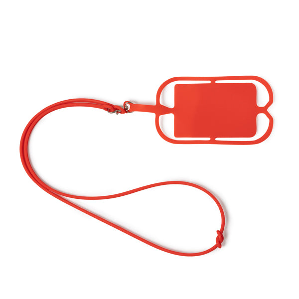 Dalvik - Lanyard de silicona con soporte para móvil y tarjetas - Rojo