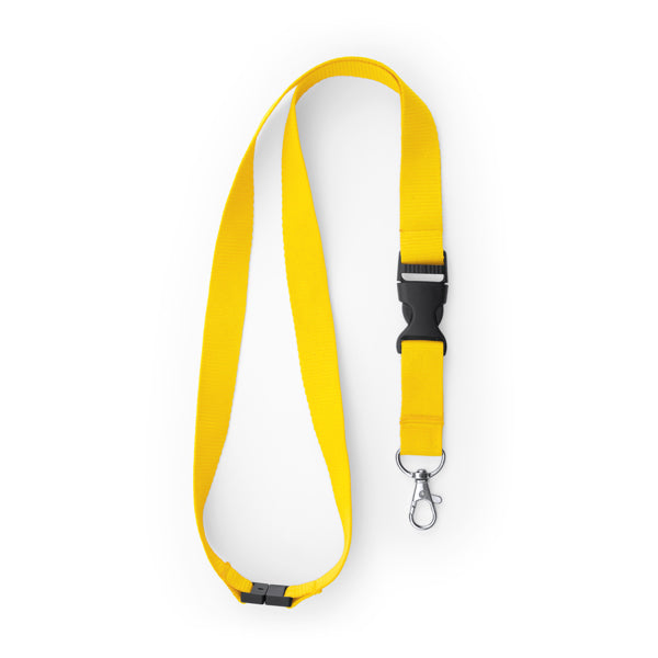 Guest - Lanyard de poliéster con mosquetón, hebilla y cierre de seguridad - Amarillo