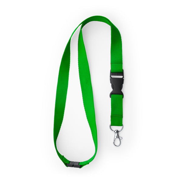 Guest - Lanyard de poliéster con mosquetón, hebilla y cierre de seguridad - Verde Helecho