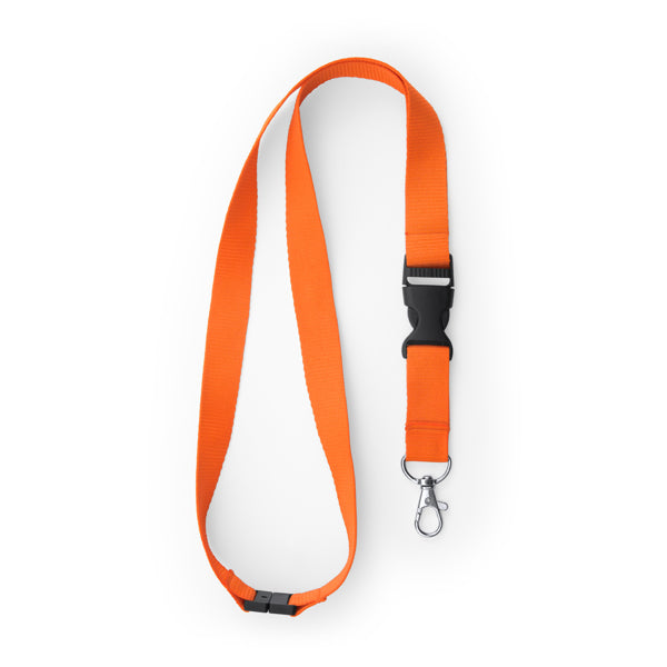 Guest - Lanyard de poliéster con mosquetón, hebilla y cierre de seguridad - Naranja