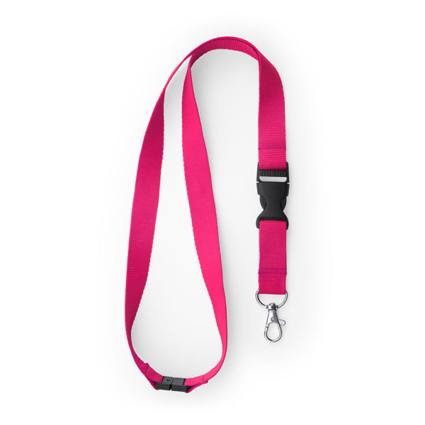 Guest - Lanyard de poliéster con mosquetón, hebilla y cierre de seguridad - Fucsia