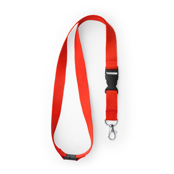 Guest - Lanyard de poliéster con mosquetón, hebilla y cierre de seguridad - Rojo