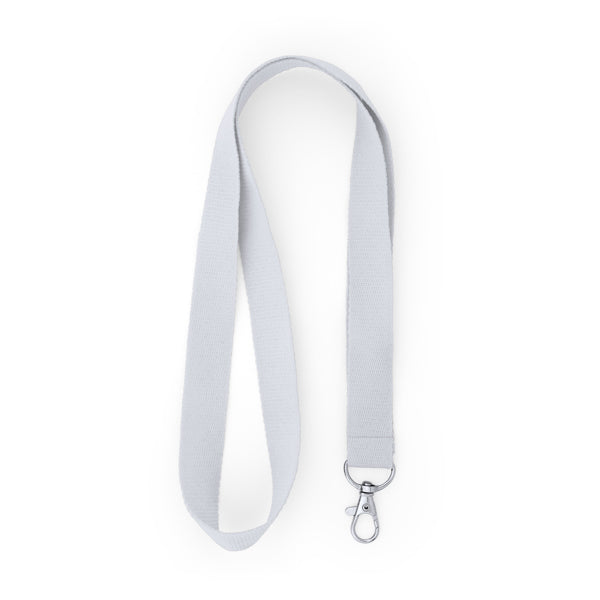 Ecohost - Lanyard de RPET con mosquetón y hangtag con indicativo de composición - Blanco