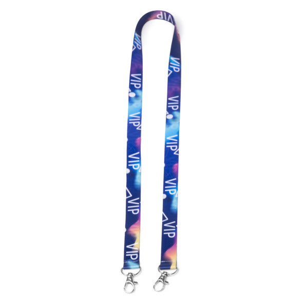 Sinatra - Lanyard de poliéster doble con mosquetón especial para sublimación - Blanco