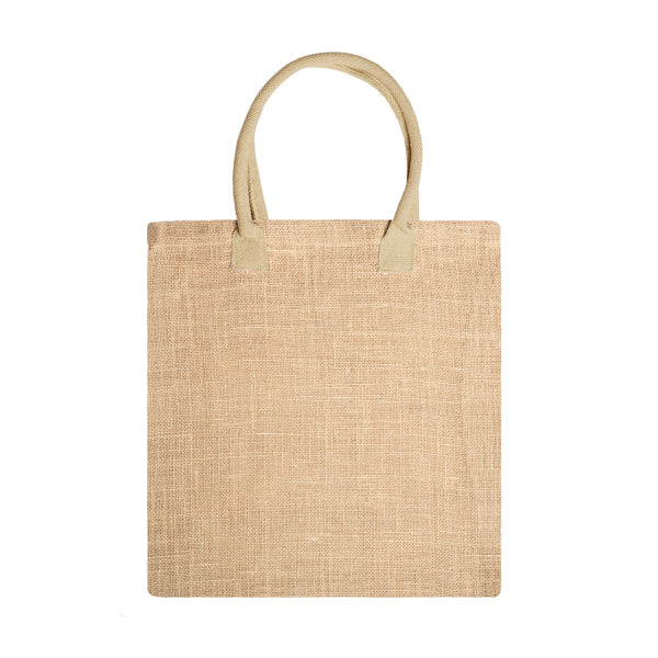 Nimes - Bolsa de yute natural con asas reforzadas de algodón a color - Crudo