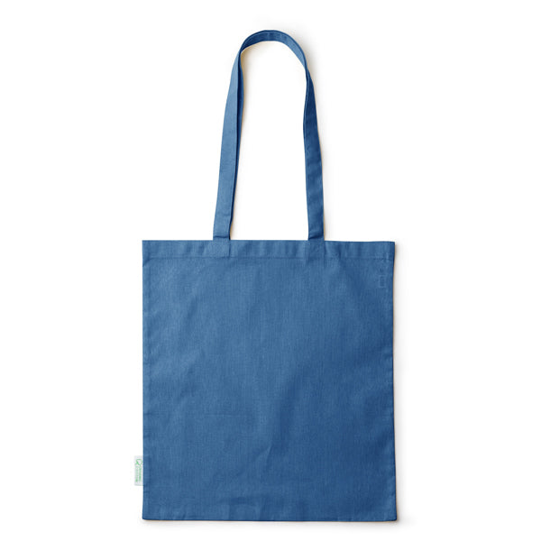 Bondy - Bolsa 100% algodón orgánico de 140 g/m² con asas reforzadas largas de 70 cm - Azul Riviera