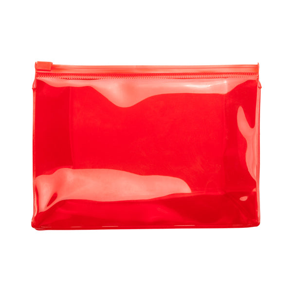 Caribu - Neceser de PVC transparente con cierre hermético - Rojo